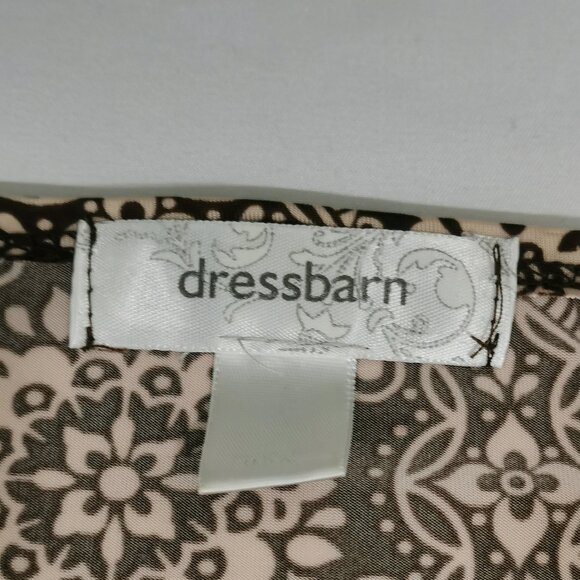 Brown and Beige Short Sleeve Blouse Size L Petit EUC #70 - Picture 4 of 7